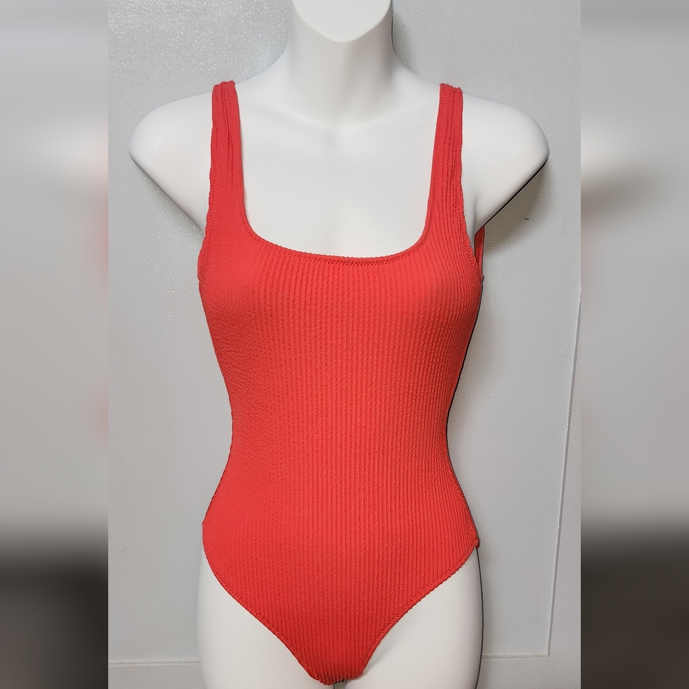 American Eagle Outfitters Aerie Red Sprinkle Ribbed Swimsuit